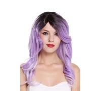 Parrucca Donna Lunga Ondulata Con Partizione Ombre Viola Marrone Scuro RGF-5904