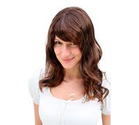 Parrucca Donna Lunga Ondulato Castano Braun con Meches più Leggero Wetlook Pony