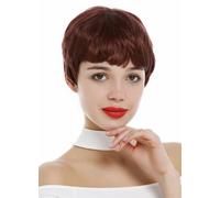Parrucca Donna Molto Corto Pixie Cut Acconciatura Capelli Frangia Marrone-Rosso