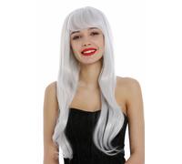 Parrucca Donna Molto Lunga Sfumata Liscia Grigia Bianco Grigio Fata Elfo 3111