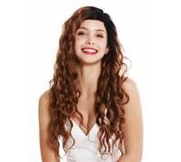 Parrucca Donna Monofilamento Lace Parte Ondulata Ombre Nera Rame Marrone Lunga