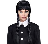 Parrucca Donna Nera Con Trecce Dark Girl PS 03510 Carnevale Halloween