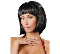 Parrucca donna nera corta sexy caschetto con frangia sintetica come capelli veri