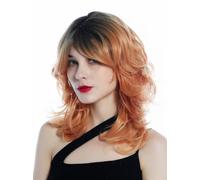Parrucca Donna Ondulata Riccia A Spalla Ombre Nero Ramato Wig