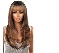Parrucca Donna Parrucca a strati marrone zenzero rame lunga diritta con frangia for le donne resistente al calore(LC2127-2)