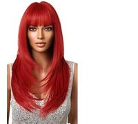 Parrucca Donna Parrucca a strati marrone zenzero rame lunga diritta con frangia for le donne resistente al calore(LC2127-1)