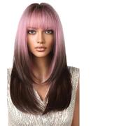 Parrucca Donna Parrucca a strati marrone zenzero rame lunga diritta con frangia for le donne resistente al calore(LC2107-1)