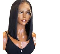 Parrucca Donna Parrucca anteriore in pizzo corto dritto 12 14 16 pollici frontale in trasparente 13X6 13x4 densità 250(180%,13X4 LACE WIG_10INCHES)