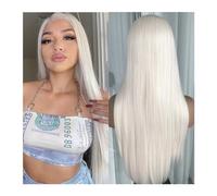 Parrucca Donna Parrucca anteriore in pizzo dritto biondo biondo prepizzicato con evidenziazione colorata Bionda platino Capelli sintetici for donna Parrucca frontale in pizzo senza colla Parrucca Natu