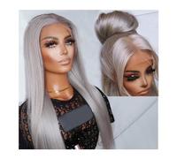 Parrucca Donna Parrucca anteriore in pizzo dritto biondo biondo prepizzicato con evidenziazione colorata Bionda platino Capelli sintetici for donna Parrucca frontale in pizzo senza colla Parrucca Natu