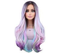 Parrucca Donna Parrucca Arcobaleno Colorato Nella Del Festival(YS1068CAISE_26INCHES)