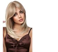 Parrucca Donna Parrucca bionda corta diritta con frangia laterale for le donne Parrucche for costumi da festa for capelli giocosi(Wig-LC242-3)