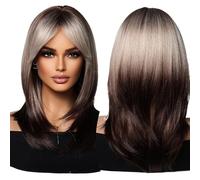 Parrucca Donna Parrucca bionda corta diritta con frangia laterale for le donne Parrucche for costumi da festa for capelli giocosi(Wig-SWLC1200-1BR16)