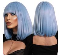 Parrucca Donna Parrucca bionda corta diritta Ombre for le donne Parrucche di capelli neri alla moda for feste quotidiane con frangia soffice(MW1043-801)