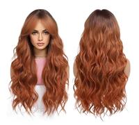 Parrucca Donna Parrucca bionda lunga grigia for le donne ondulata Ombre con frangia Festa quotidiana(LC8160-1)