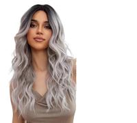 Parrucca Donna Parrucca bionda lunga grigia for le donne ondulata Ombre con frangia Festa quotidiana(LC8175-1)