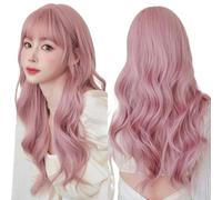 Parrucca Donna Parrucca bionda ondulata lunga for le donne Parrucche for capelli da festa quotidiana con parrucca frangia(C-0338-1)