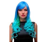 Parrucca Donna Parrucca Cosplay Turchese Blu Verde Mix Lungo Ricci 65 CM GFW2174