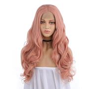 Parrucca Donna Parrucca da 26 pollici con onda rosa morbida a densità 180 for capelli donna, parrucca quotidiana prepizzicata senza colla(24inches)