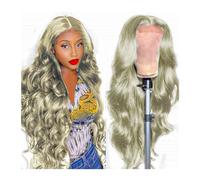 Parrucca Donna Parrucca frontale in pizzo for donne Remy Hair Parrucca frontale in pizzo da 24 pollici con lunghezza d'onda larga Parrucche for capelli umani anteriori in pizzo trasparente peruviana P