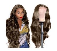 Parrucca Donna Parrucca frontale in pizzo for donne Remy Hair Parrucca frontale in pizzo da 24 pollici con lunghezza d'onda larga Parrucche for capelli umani anteriori in pizzo trasparente peruviana P