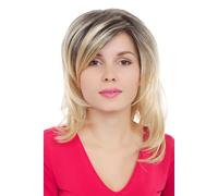 Parrucca Donna Parrucca Lunga Bionda Marrone Scuro Striata Con Riga Diva 45
