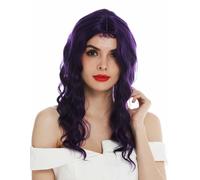 Parrucca Donna Parrucca Lunga Ondulata Con Riga Centrale Con Ciocche Viola