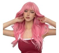 Parrucca Donna Parrucca lunga riccia for capelli rosa da festa for parrucca donna