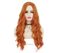 Parrucca Donna Parrucca ondulata lunga Onda Parte centrale arancione riccia for le donne Parrucche sostitutive quotidiane dei capelli