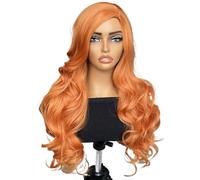 Parrucca Donna Parrucche arancioni Parrucca sostitutiva for capelli ondulati lunghi for il corpo morbida for con parte centrale