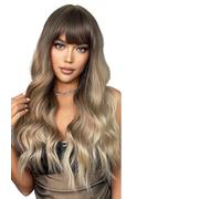 Parrucca Donna Parrucche bionde Ombre con frangia Capelli ondulati di media lunghezza soffici e morbide for tutti i giorni for le donne(LC6096-1)