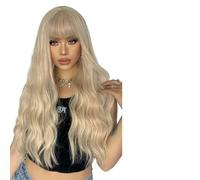 Parrucca Donna Parrucche bionde ricce lunghe for le donne Parrucca for capelli ondulati giallo chiaro for con frangia(LC205-2)