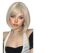 Parrucca Donna Parrucche Bob corte e diritte con frangia Capelli rosa chiaro for parrucche da donna(SS180-1)