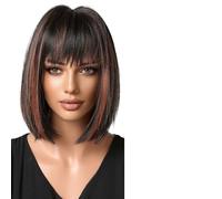 Parrucca Donna Parrucche Bob corte vino rosso for parrucche da donna con parrucca resistente al calore frangia spessa(LC2080-1)