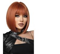 Parrucca Donna Parrucche Bob corte vino rosso for parrucche da donna con parrucca resistente al calore frangia spessa(LC2071-3)