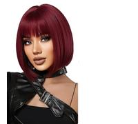 Parrucca Donna Parrucche Bob corte vino rosso for parrucche da donna con parrucca resistente al calore frangia spessa(LC2071-1)