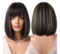 Parrucca Donna Parrucche Bob corte vino rosso for parrucche da donna con parrucca resistente al calore frangia spessa(LC2091-1)