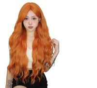 Parrucca Donna Parrucche con frangia ondulata lunga riccia arancione for feste for donne(Wig-WL1115-2)