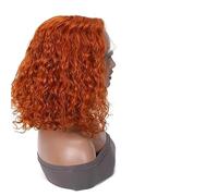 Parrucca Donna Parrucche frontali in pizzo arancione 14/16 pollici 13X6 Capelli corti con onda profonda 13x4 Parrucca anteriore riccia densità 250 Remy(250%,13X6 LACE WIG_14INCHES)