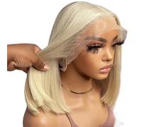 Parrucca Donna Parrucche frontali in pizzo biondo corto 13x6 for capelli umani in 13x4 for donne(250%,13X6 LACE WIG_16INCHES)