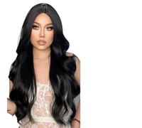 Parrucca Donna Parrucche lunghe a onde d'acqua for le donne Parrucca marrone scuro for capelli ondulati con parte centrale(LC2019-1)