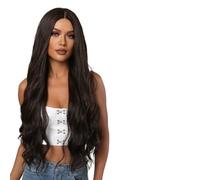 Parrucca Donna Parrucche lunghe a onde d'acqua for le donne Parrucca marrone scuro for capelli ondulati con parte centrale(LC5036-1)