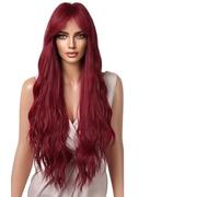 Parrucca Donna Parrucche lunghe Ombre marrone vino rosso onda con frangia parrucca ondulata for le donne(LC2084-1)