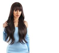 Parrucca Donna Parrucche lunghe Ombre marrone vino rosso onda con frangia parrucca ondulata for le donne(LC2094-2)