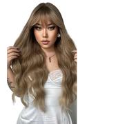 Parrucca Donna Parrucche lunghe Ombre marrone vino rosso onda con frangia parrucca ondulata for le donne(LC255-5)