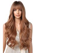 Parrucca Donna Parrucche lunghe Ombre marrone vino rosso onda con frangia parrucca ondulata for le donne(LC2097-4)