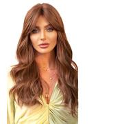 Parrucca Donna Parrucche lunghe Ombre marrone vino rosso onda con frangia parrucca ondulata for le donne(LC476-1)