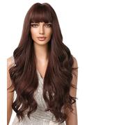 Parrucca Donna Parrucche lunghe Ombre marrone vino rosso onda con frangia parrucca ondulata for le donne(LC2097-3)