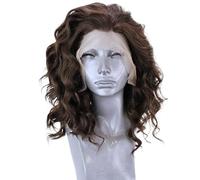 Parrucca Donna Parrucche marrone scuro Parrucca anteriore in pizzo ondulato for parrucche da donna(16inches)