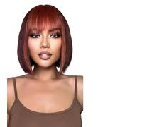 Parrucca Donna Parrucche marroni nere Parrucca for capelli corti e lisci for le donne Capelli finti resistenti al calore for feste quotidiane(LC2080-8)